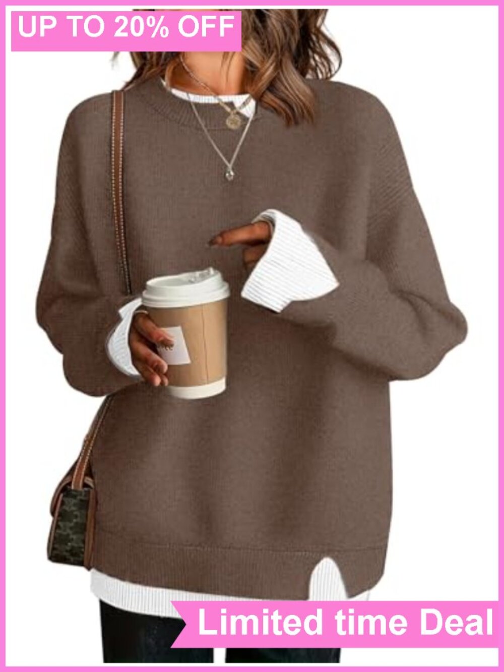 Womens Oversized Patchwork Sweater Crew Neck Long Sleeve Knit Pullover